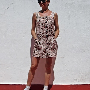 Linnen abstracte print zomer jumpsuit playsuit romper onesie