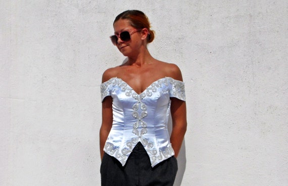 Blue corset embroidered corset princess corset bri