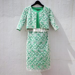 50s style dress jacket set fitted 50s dress white lace dress formal 50s 60s dress retro rockabilly dress embroidered crop jacket and dress