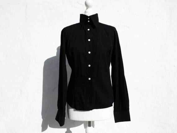 Versace shirt black shirt embroidered shirt cotton