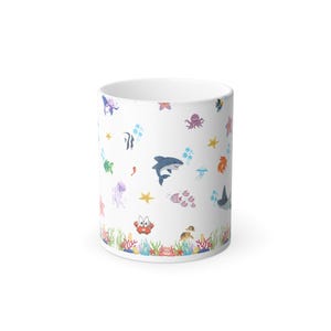 Color Changing Sea Life Mug, Ocean-Themed Gift, Marine Animal Coffee Cup, Birthday Present, Fun Kitchen Decor
