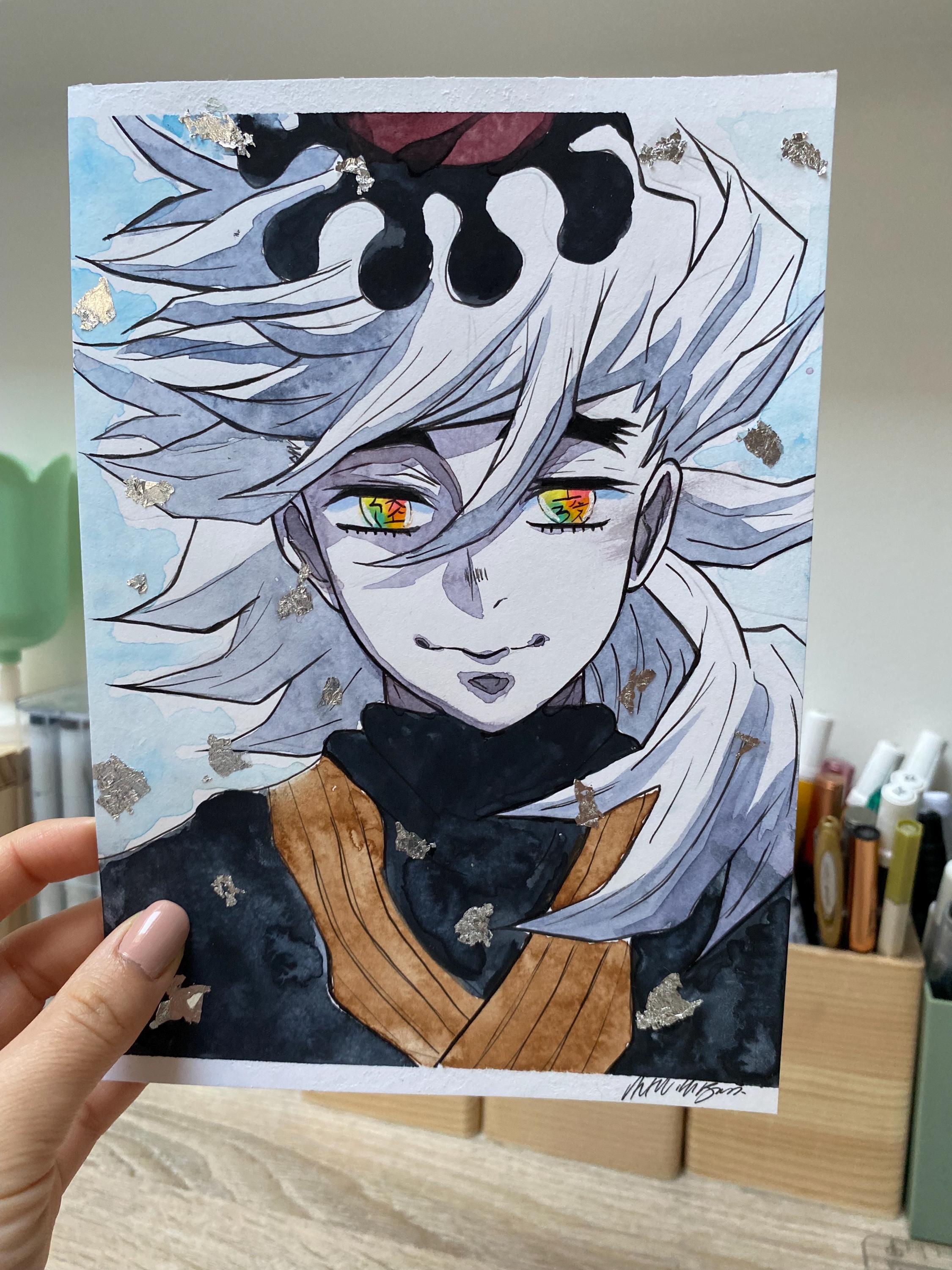 Demon Slayer Doma Drawing/watercolor A5 - Etsy
