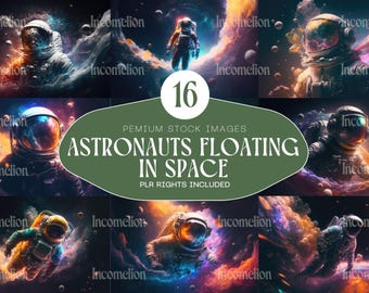 16 Abstract Astronaut Illustrations Cosmic Space Art for Designers Artists Bloggers Social Media Posters and More PLR RIghts Included