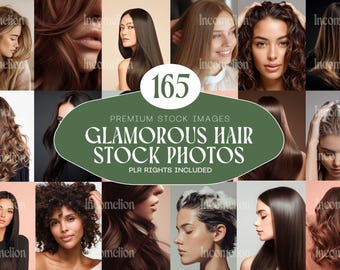 165 glamoureuze haarstockfoto's voor salons Stylisten en haarmerken Luxe haarverzorgingscollectie Instant download PLR-licentie inbegrepen