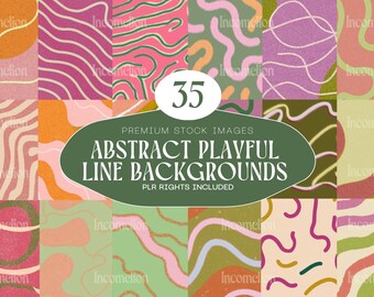 35 Abstract Playful Lines Backgrounds - Colorful Modern Line Art Wallpapers for Creative Projects Instant Download