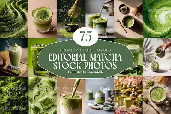 75 Editorial Matcha Stock Photos Professional Aesthetic Green Tea Photography Bundle Instant Download Commerical Use PLR License Included