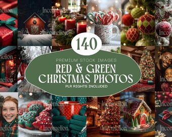 140 fotos navideñas en rojo y verde: paquete de fotografía navideña auténtica para branding y redes sociales. Descarga instantánea.