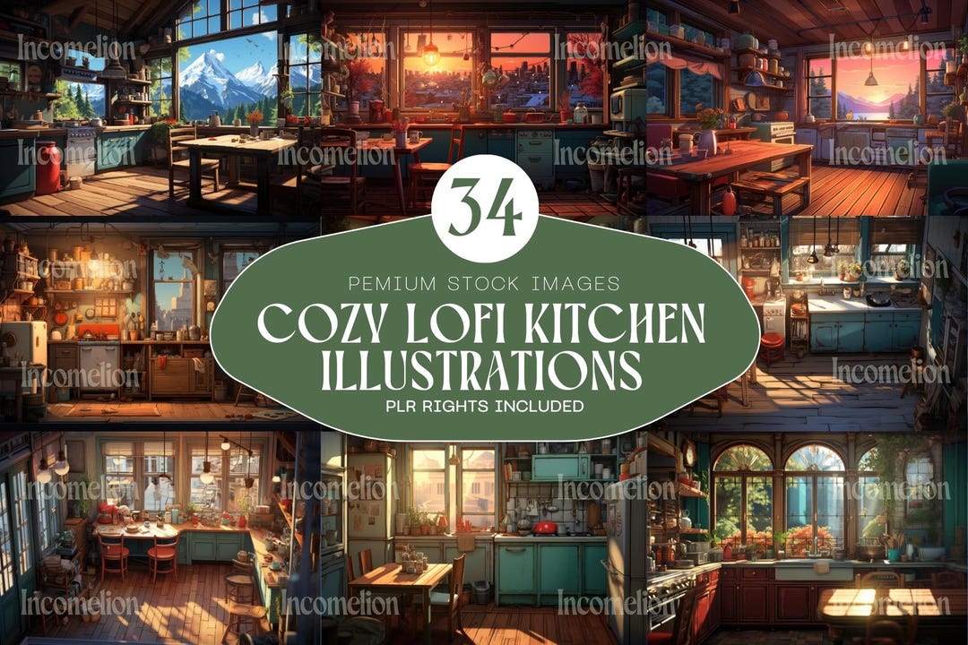 34 Cozy Lofi Kitchen Illustrations Warm Retro-inspired Art for Cafes ...