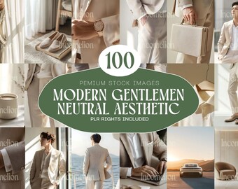 100 Neutral Gentlemen Aesthetic Stock Fotos Beige Minimal Male Fashion Modern Lifestyle Photography Pack für Kreative Businessese Brands