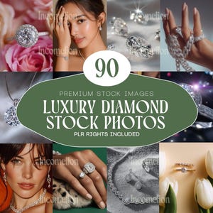 90 lyxiga diamantfoton – Premium smyckesfotografi för reklam, marknadsföring och varumärkesbyggande. Direktnedladdning. PLR ingår.