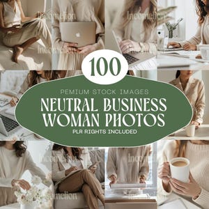 100 Neutral Business Woman Stock Photos | Beige, Brown & Minimal Aesthetic Branding Images for Entrepreneurs. PLR Rights. Instant Download.