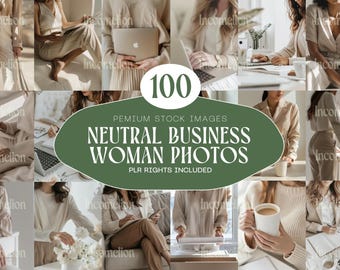 ニュートラルなビジネスウーマンのストック写真100枚｜起業家のためのベージュ、ブラウン、ミニマルな美しいブランディングイメージ。PLR権付き。すぐにダウンロードできます。
