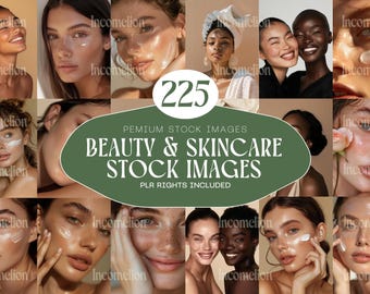 225 Beauty & Skincare Stock Photos. Diverse Women Close-Up Photography for Cosmetic Branding, and Marketing. PLR License Included.
