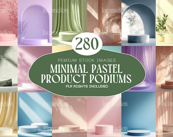280 Minimal Pastel Product Podiums. High Resolution Clean Backdrops for Mockups, Branding, & Product Showcase. PLR Included. Insant Download