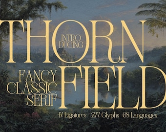 Luxury Elegant Serif Font, Stylish Typeface with Ligatures for Branding Editorial Logos Packaging Design