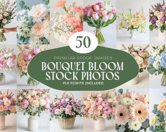 50 Blooming Bouquets Stock Photos for Branding, Marketing & Social Media Instant Download PLR Rights Included