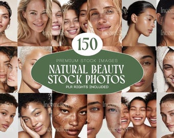 150 Natural Beauty Stock Photos • Diverse Female Portraits for Cosmetics & Skincare Marketing Instant Download