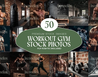 50 Workout and Gym Stock Photos – Training and Athletic Lifestyle Photography Instant Download PLR License Included