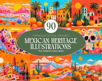 90 Mexican Heritage Illustrations – Vibrant Traditional Folklore, Symbols & Cultural Illustrations For Creative Projects Instant Download