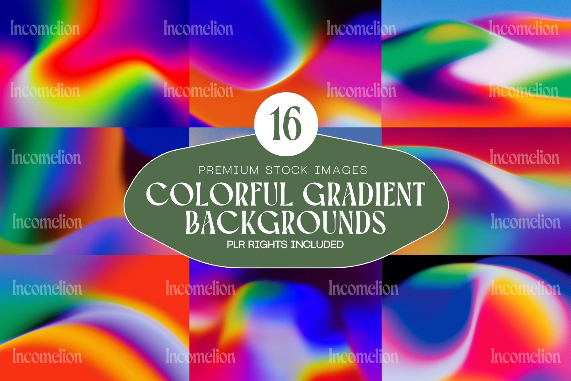 Colorful Gradient Backgrounds – 16 High-Res PLR Digital Backdrops for Web,  Social Media, Branding, and Print. Instant Download., image size:1820x1214