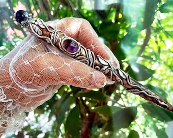 Bolígrafo de varita mágica de amatista: bolígrafo recargable de arcilla polimérica hecho a mano