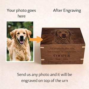 Personalized Dog Urn with Photo Engraving | Dog Memory Box for Ashes | Custom Pet Memorial Urn | Pet Loss Gift image 2