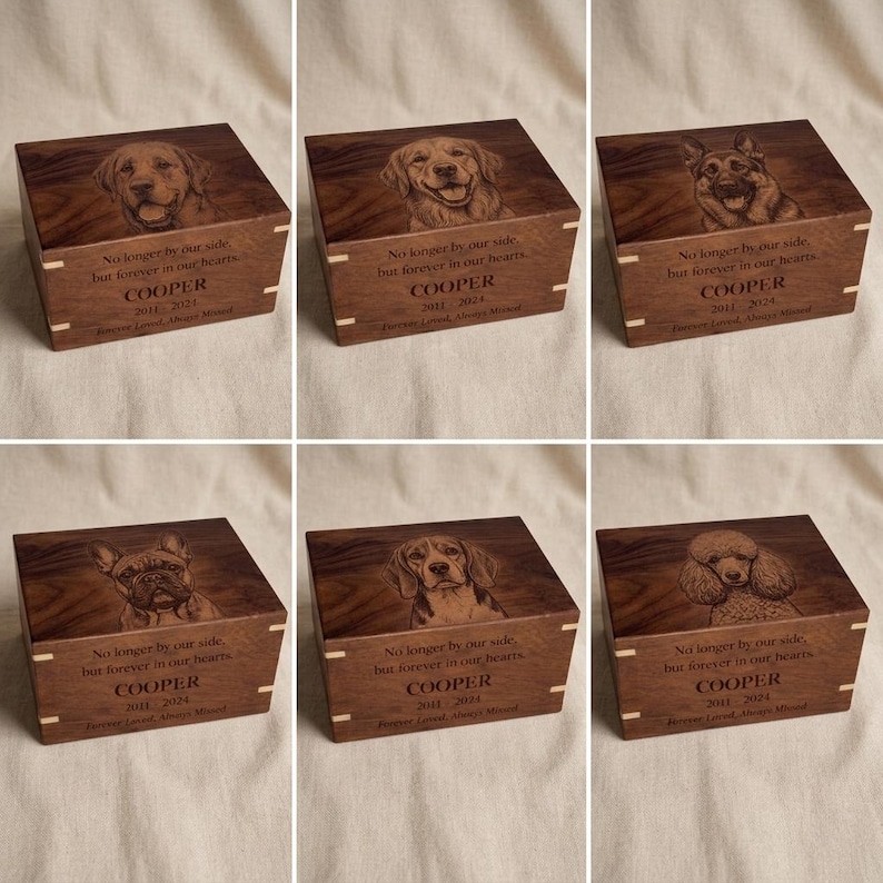 Personalized Dog Urn with Photo Engraving | Dog Memory Box for Ashes | Custom Pet Memorial Urn | Pet Loss Gift image 4