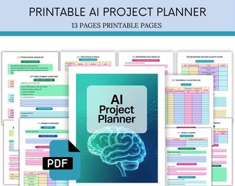 Digital Project Planner - Developer Printable Academic Ai Tech Student Planner Template For Project Management