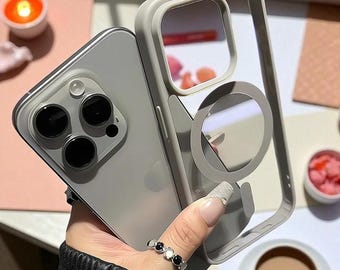 Matowe, naturalne, tytanowe etui z magnetycznym ładowaniem na telefon | Smukłe, odporne na wstrząsy etui ochronne na iPhone'a