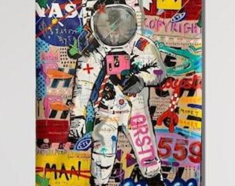 Banksy Astronaut Canvas Print, Graffiti Pop Art, Space Wall Art (Digital File)