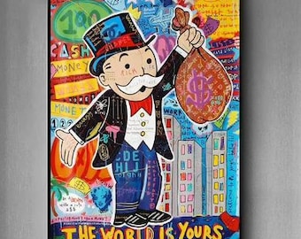 Banksy Monopoly Man Abstract Art Print, Modern Wall Decor (Digital File)