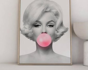 Marilyn Monroe Bubble Gum Pop Art Print: Iconic Hollywood Glam ( Digital File )