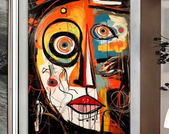 Abstract Face Canvas Print | Boho Modern Wall Art (Digital File)