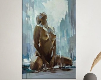 Impresión de pintura de mujer desnuda, decoración sensual para el hogar (descarga digital)