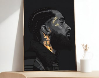 Nipsey Hussle Portrait Art, Hip Hop Canvas (Digital Download)