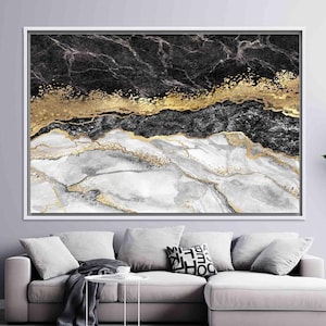 Black And Gold Art, Black Canvas Art, Gold Art Decor, Shimmery Poster Decor, Fashion, Contemporary, Black Marble Wall Art, Gold Marble,