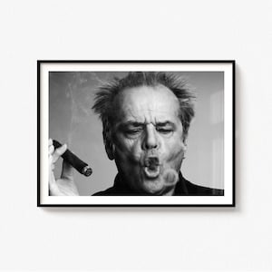 Jack Nicholson Canvas Wall Art,Jack Nicholson Cigar,Black and White Print,Jack Nicholson Print,Jack Nicholson Art,Modern Man Wall Decor, PDF