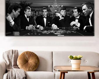 James Bond Poker Game Canvas Print, Man Cave Decor (Digital Download)
