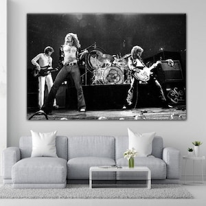 Led Zeppelin Jimmy Page Robert Plant Canvas Art Print Black & White 1970s Music Band Canvas Wall Art and Home Decor, Printable Art, Digital