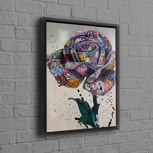 Banksy Rose Canvas Art, Rose Graffiti Art, Banksy Graffiti Poster, Rose Canvas Art, Colorful Rose Wall Art, Modern Canvas, Trendy Poster,