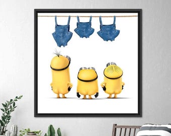 Minions Laundry Canvas Print, Funny Kids Bathroom Decor,Digital Printable File