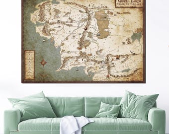 Middle Earth Map Art – Vintage Style Canvas Print (Digital Download)
