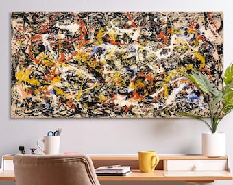 Iconic Jackson Pollock Convergence Modern Design Decor Reproduction Canvas Print Wall Art (Digital Download)