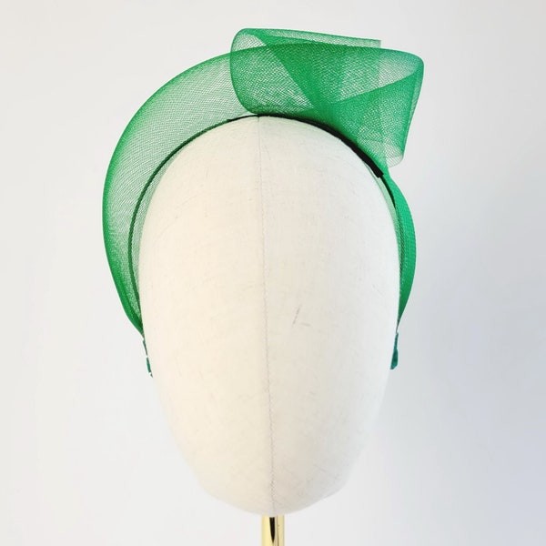 Emerald Green Crinoline Knot Headband, Emerald Green Fascinator Headband, Green Statement Headband, Green Wedding Fascinator, Vegan Headband