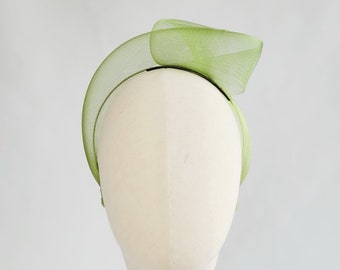Moss Green Contemporary Fascinator, Modern and Minimalist Occasion Headwear for Formal Events