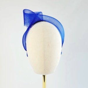 Royal Blue Crinoline Knot Headband, Royal Blue Fascinator Headband, Blue Statement Headband, Blue Bandeau Headband, Blue Wedding Fascinator
