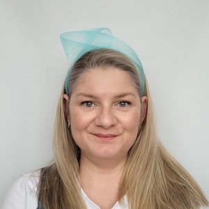 Turquoise Crinoline Knot Headband, Turquoise Wedding Fascinator Headband, Turquoise Statement Headband, Turquoise Bandeau Headband