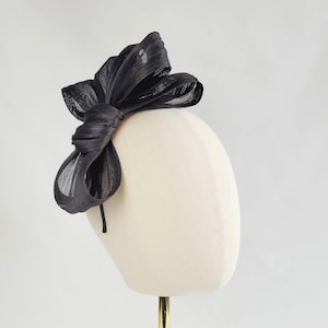 Black Silk Abaca Loop Fascinator, Black Wedding or Race Day Fascinator