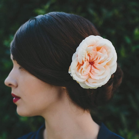 Peach Rose Flower Hair Clip Peach Vintage Style Rose Hair Flower