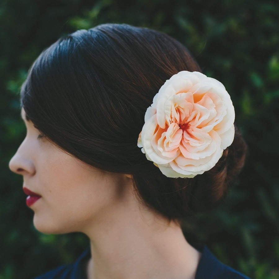 Peach Rose Flower Hair Clip, Vintage Style Flower, Accessory